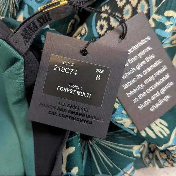 NWT Anna Sui one shoulder 100% silk underwater forest dress - Picture 9 of 9